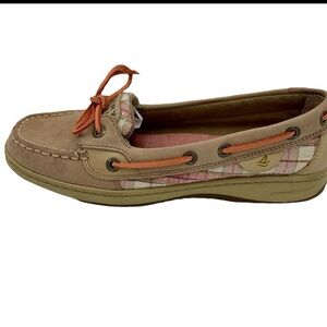 Sperry Top Sider Leather Boat‎ Shoes Women 7.5 Angelfish Slip On Pink Sequins